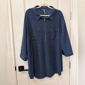 Catherines Navy Geometric Blouse